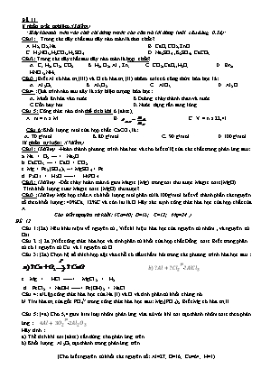 4 Đề kiểm tra học kỳ I môn Hóa học Lớp 8